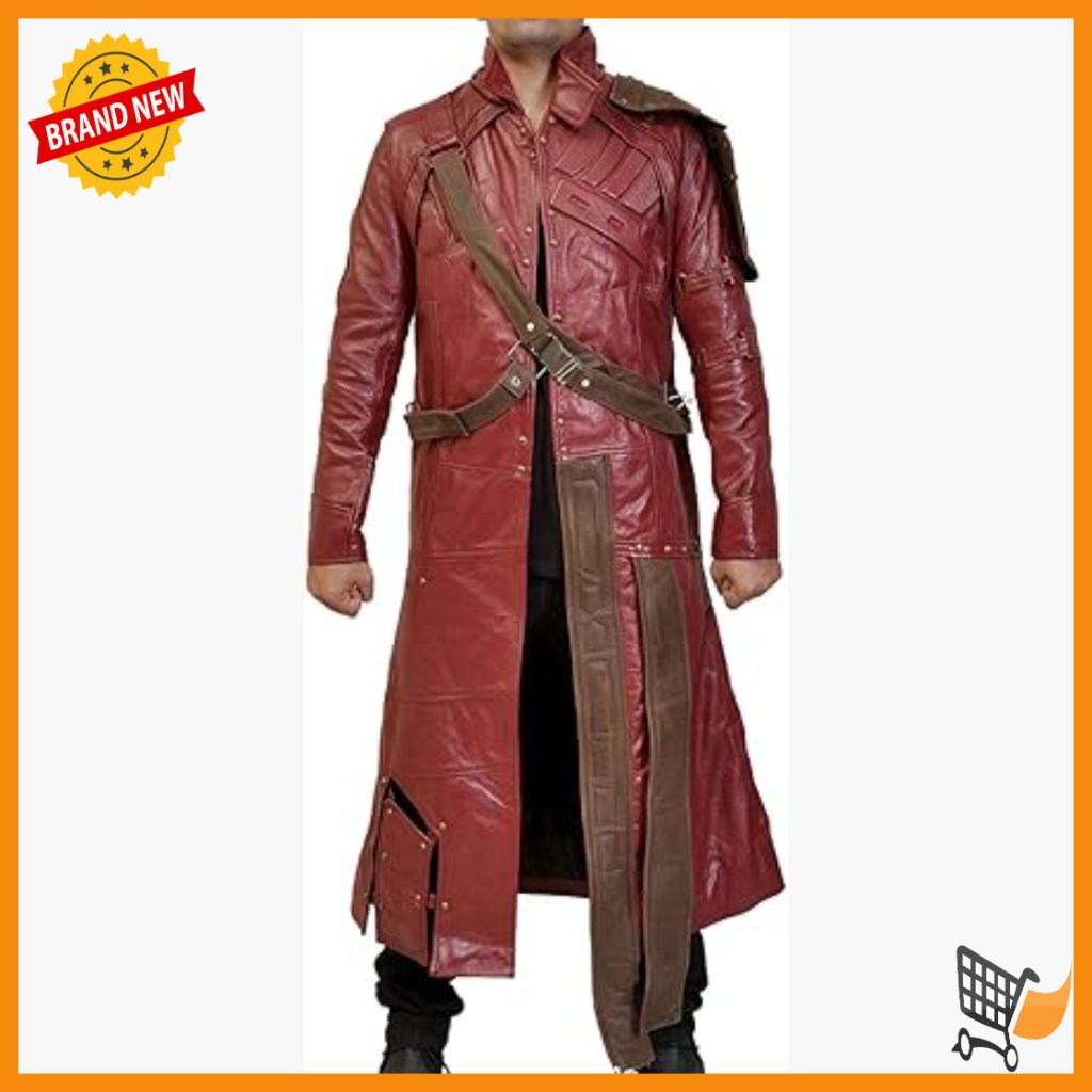 Men's Faux Leather Trench Coat For Cosplay Halloween Costume
